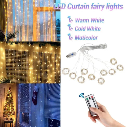 Kurtyna świetlna LED USB z pilotem – 8 trybów