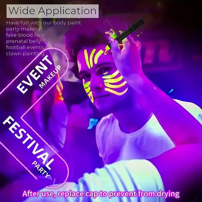 Kredki UV do Malowania Twarzy Neon – Zestaw 6 lub 12 szt., świecące w UV
