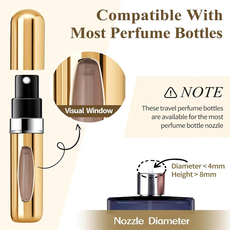 Atomizer do perfum 5ml – aluminiowy, wielokrotnego napełniania, do podróży