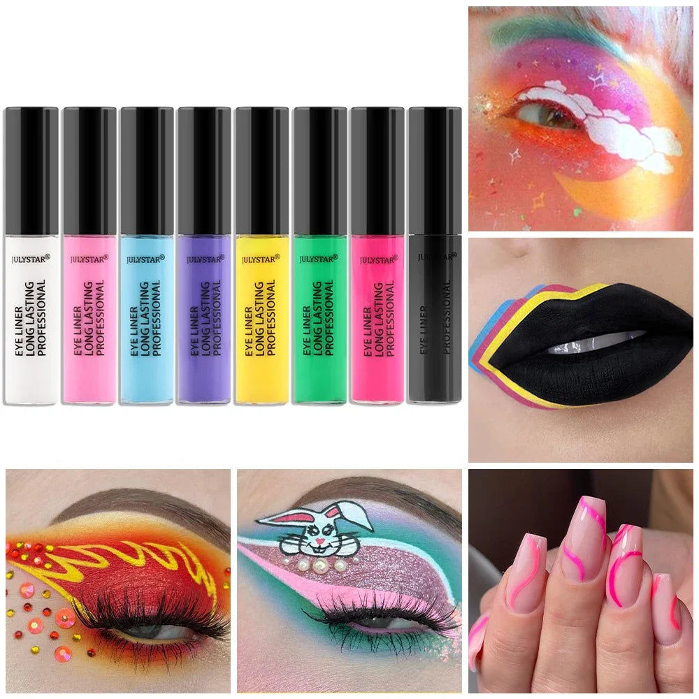 8 kolorów eyelinerów w płynie, wodoodporny, matowy makijaż