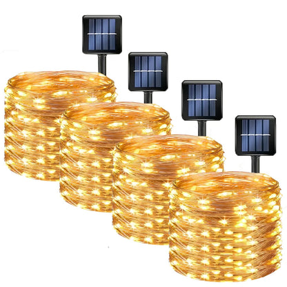 WPOSTAR – solarne lampki LED na druciku, 8 trybów
