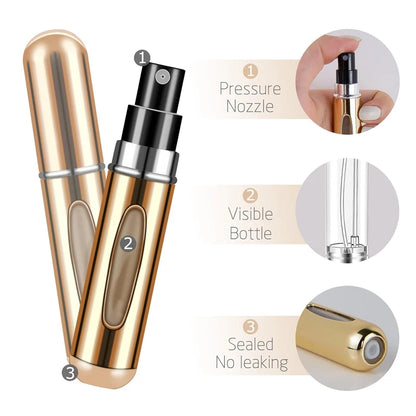 Atomizer do perfum 5ml – aluminiowy, wielokrotnego napełniania, do podróży