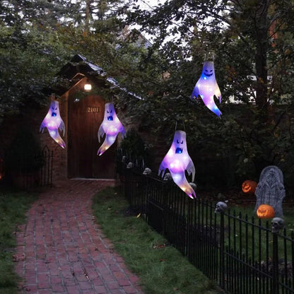 Wiszący Duch Halloween LED – Świecąca Ozdoba na Zewnątrz i Do Domu, 4 Warianty