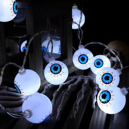 Lampki LED Halloween z Gałkami Ocznymi – Świecący Girland na Baterie 1,5m / 3m