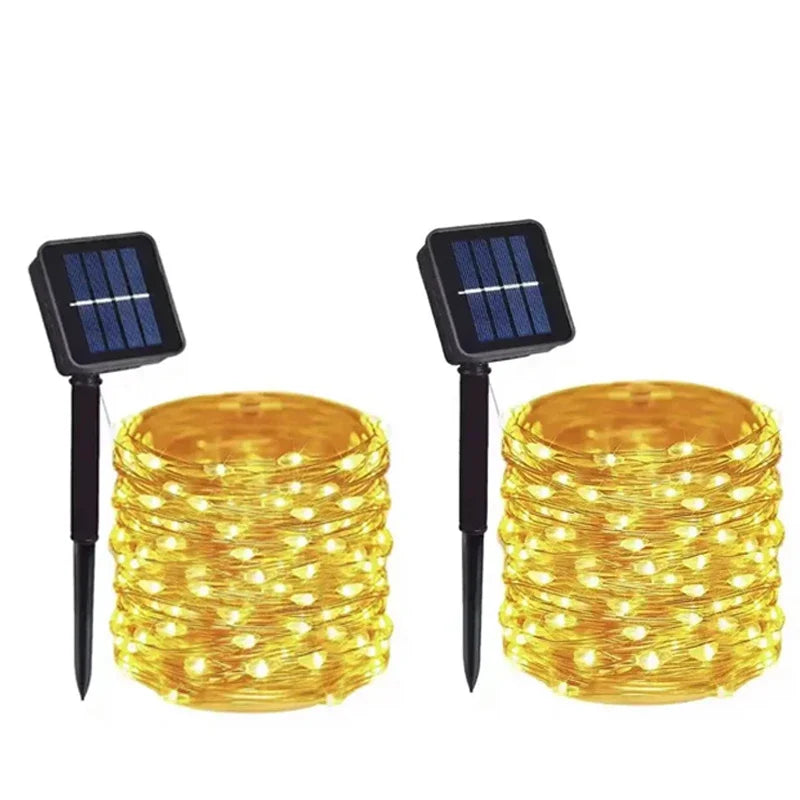 WPOSTAR – solarne lampki LED na druciku, 8 trybów