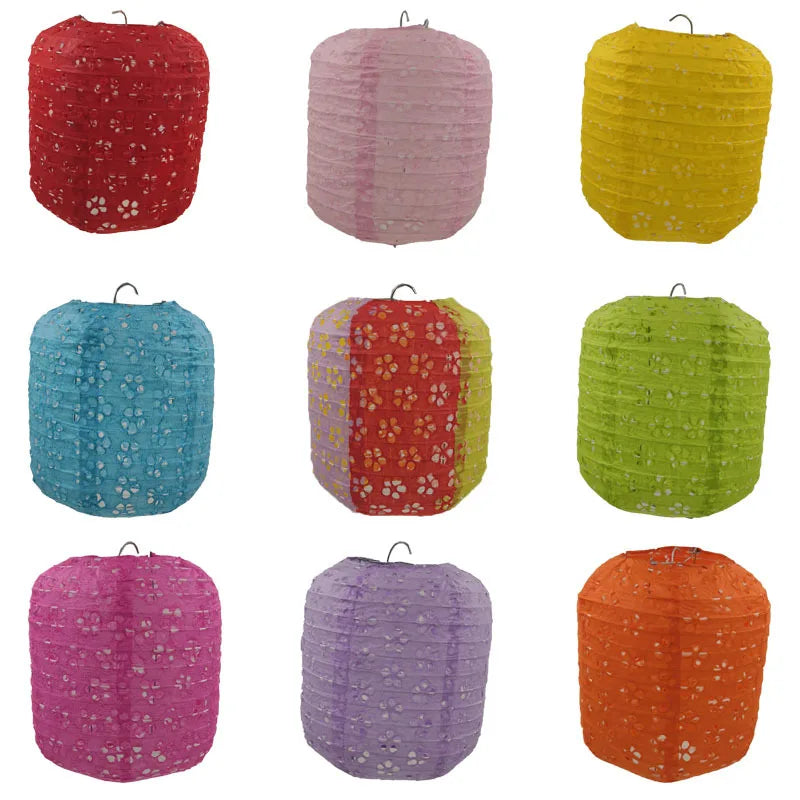 Papierowy Lampion Festiwalowy – Ażurowy, 15 cm lub 20 cm, 10 kolorów