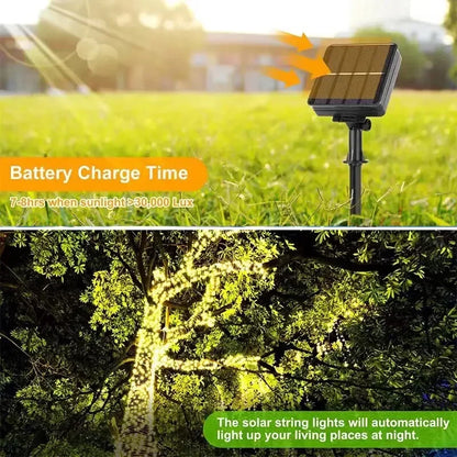 WPOSTAR – solarne lampki LED na druciku, 8 trybów