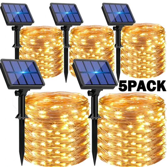 WPOSTAR – solarne lampki LED na druciku, 8 trybów