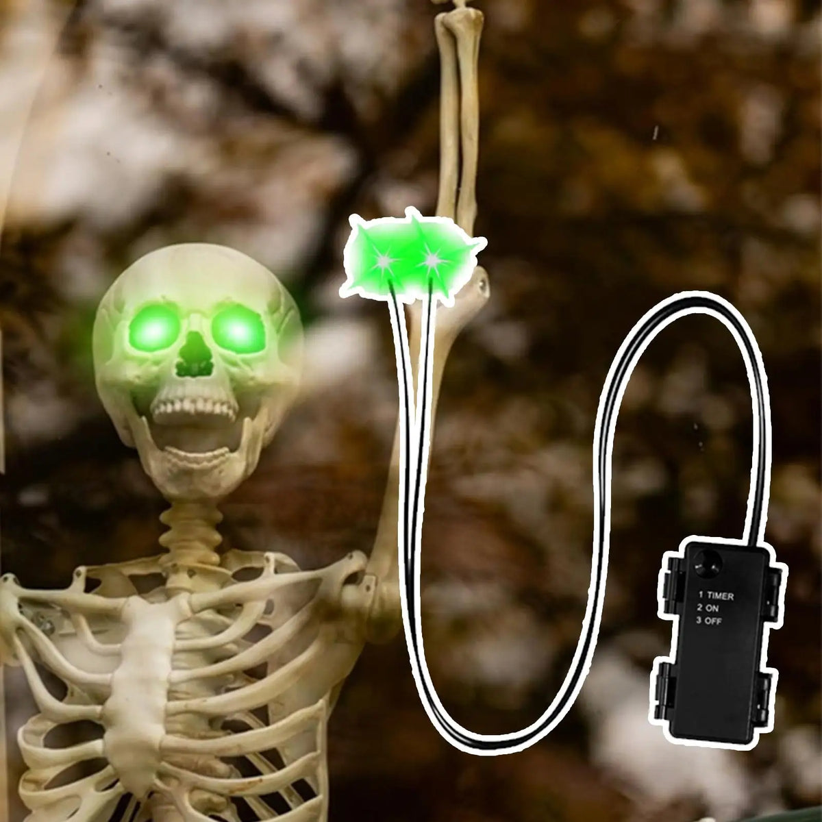 Świecące Oczy Halloween z Timerem LED – Ozdoba do Czaszek, Dyń i Nagrobków