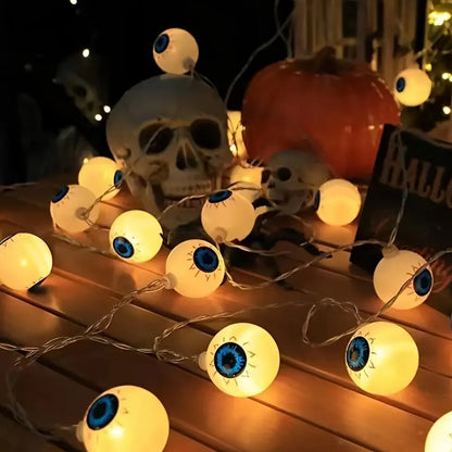 Lampki LED Halloween z Gałkami Ocznymi – Świecący Girland na Baterie 1,5m / 3m
