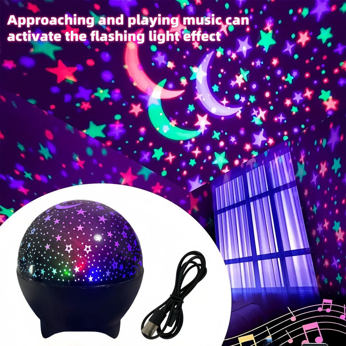 LINYILIGHT – projektor RGB gwiazd i Księżyca, USB