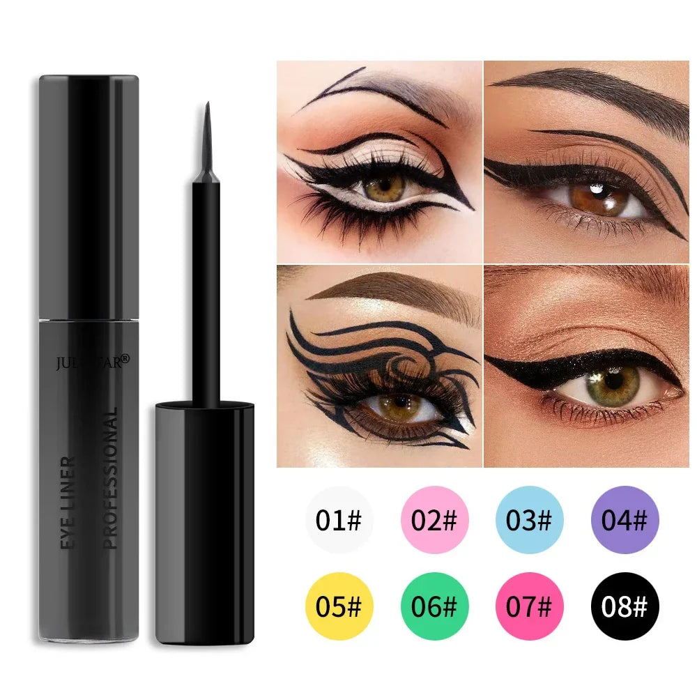 8 kolorów eyelinerów w płynie, wodoodporny, matowy makijaż