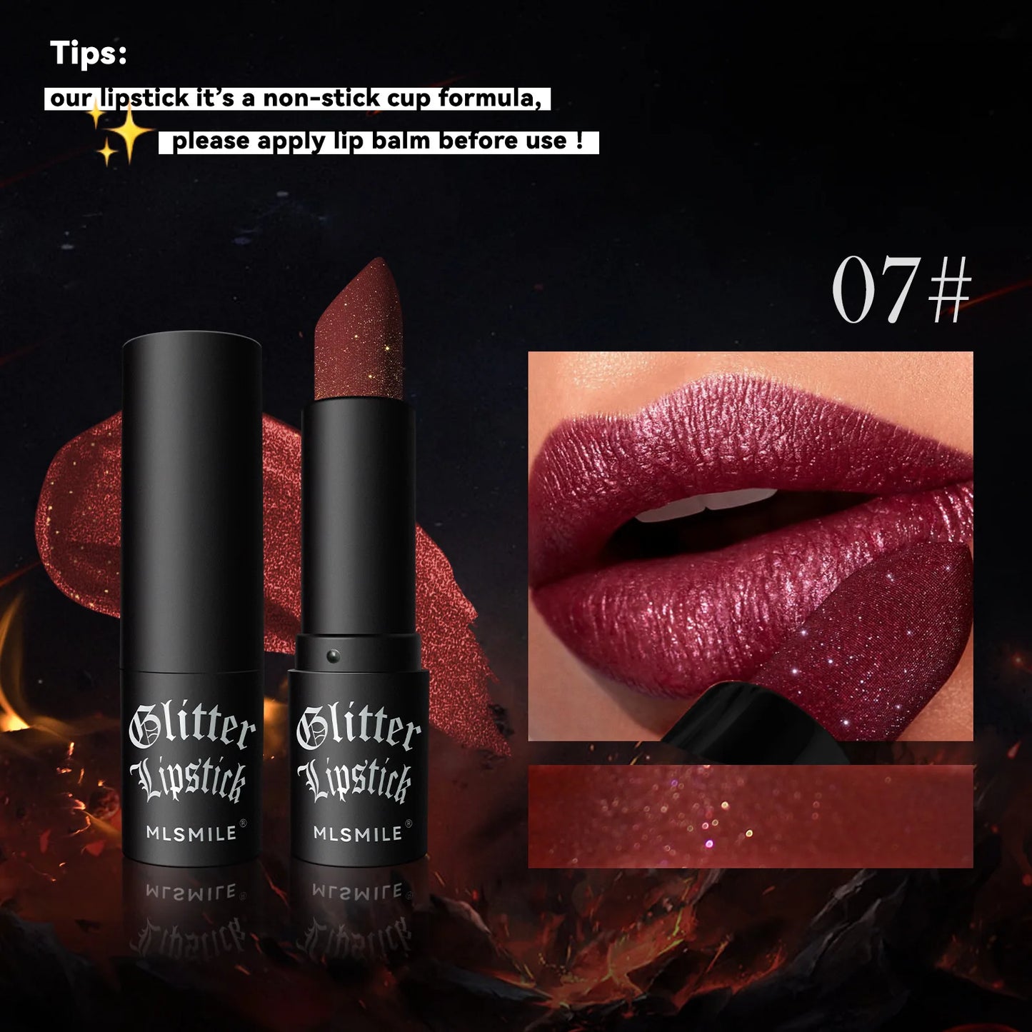 Brokatowa Szminka 7Colors Glitter – Wodoodporna Metaliczna