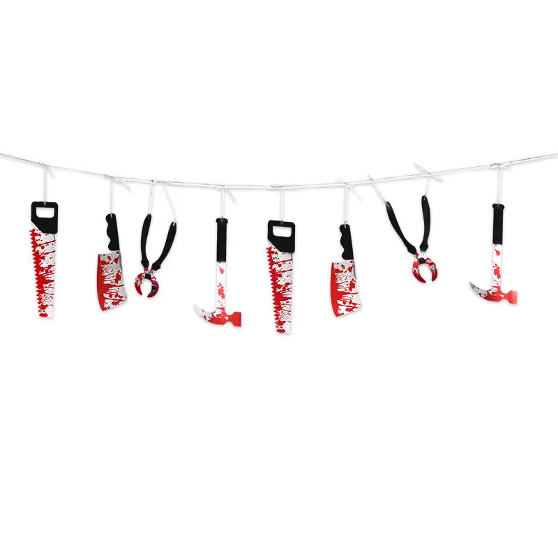 Girland Halloween z Zakrwawionymi Bronią – Dekoracja Domu Strachu, Baru i Imprezy