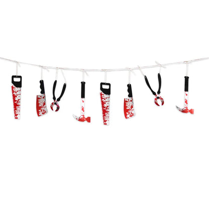 Girland Halloween z Zakrwawionymi Bronią – Dekoracja Domu Strachu, Baru i Imprezy