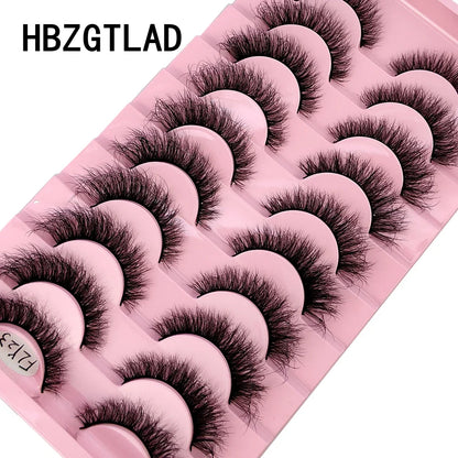 10 par sztucznych rzęs z minki, ręcznie robione, naturalne, 3D, zakręcone