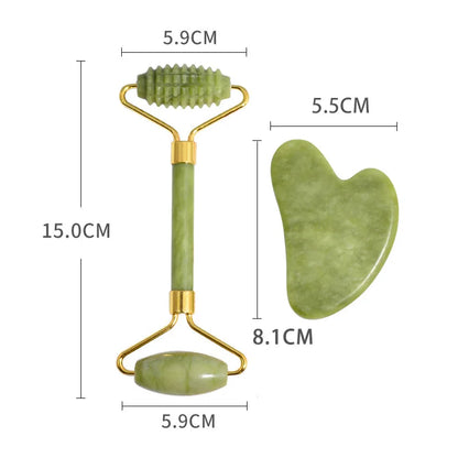 2 sztuki masażerów jadeitowych, Gua Sha, zestaw do twarzy i ciała