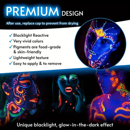 Kredki UV do Malowania Twarzy Neon – Zestaw 6 lub 12 szt., świecące w UV