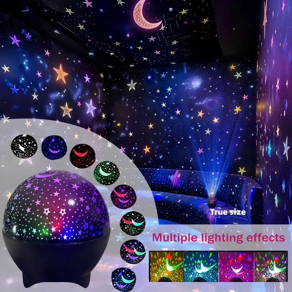 LINYILIGHT – projektor RGB gwiazd i Księżyca, USB