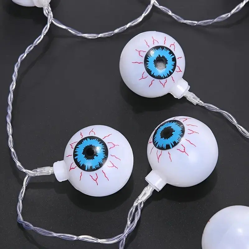 Lampki LED Halloween z Gałkami Ocznymi – Świecący Girland na Baterie 1,5m / 3m