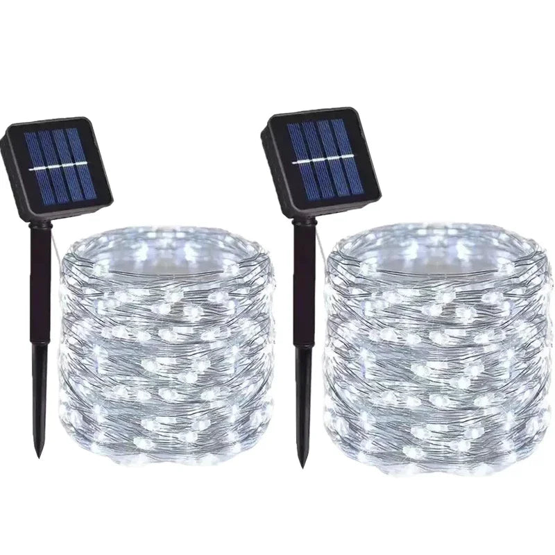 WPOSTAR – solarne lampki LED na druciku, 8 trybów