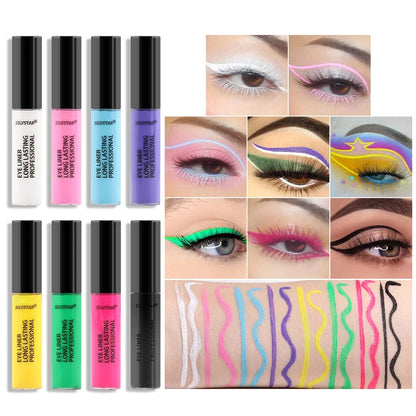 8 kolorów eyelinerów w płynie, wodoodporny, matowy makijaż