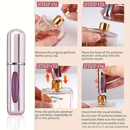Atomizer do perfum 5ml – aluminiowy, wielokrotnego napełniania, do podróży