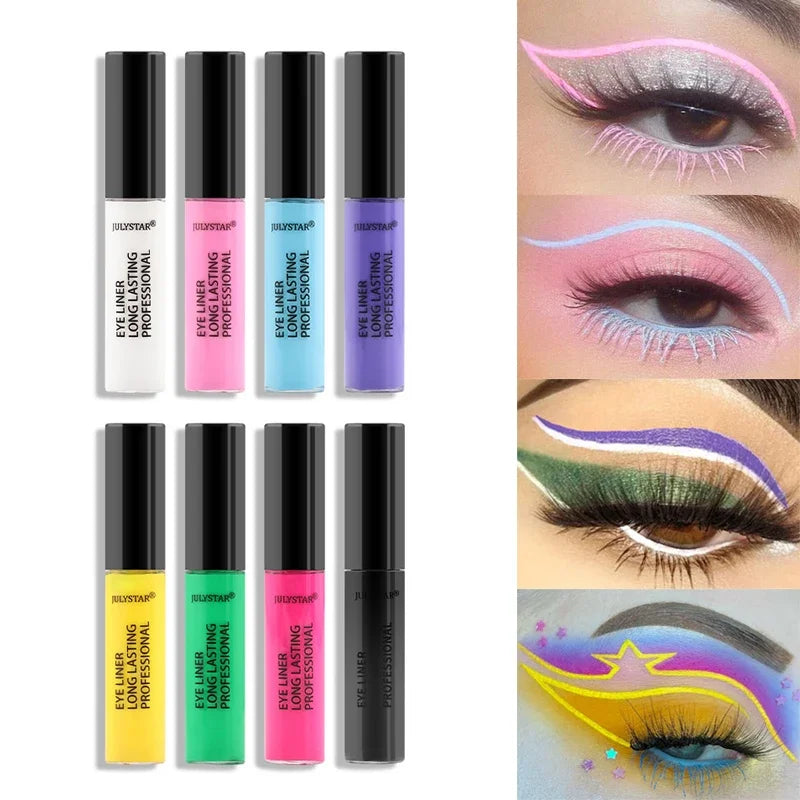 8 kolorów eyelinerów w płynie, wodoodporny, matowy makijaż