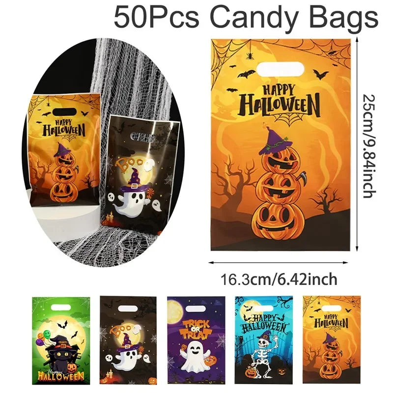 Torebki na słodycze Halloween – pakiet 50 sztuk