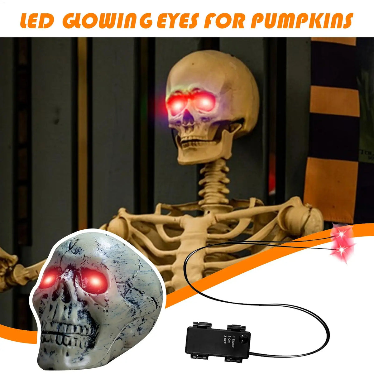 Świecące Oczy Halloween z Timerem LED – Ozdoba do Czaszek, Dyń i Nagrobków
