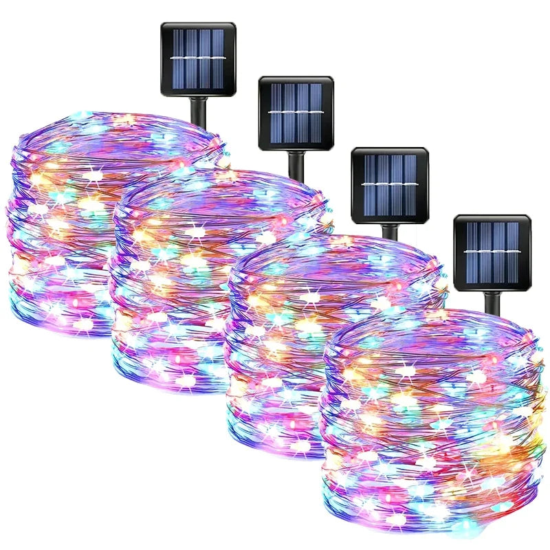 WPOSTAR – solarne lampki LED na druciku, 8 trybów