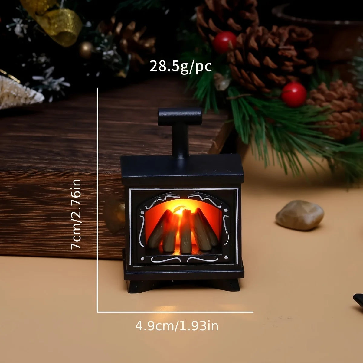 Miniaturowy kominek LED – dekoracja do domku dla lalek
