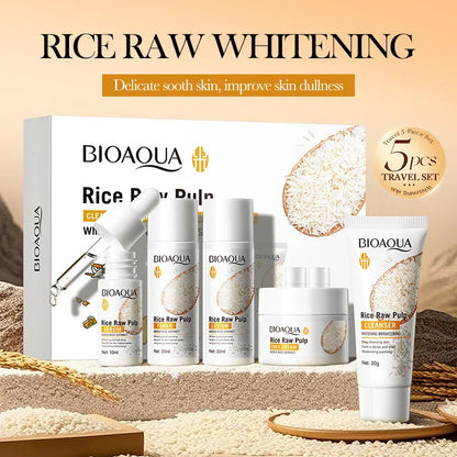 BIOAOUA Rice – zestaw do pielęgnacji twarzy, 5 elementów