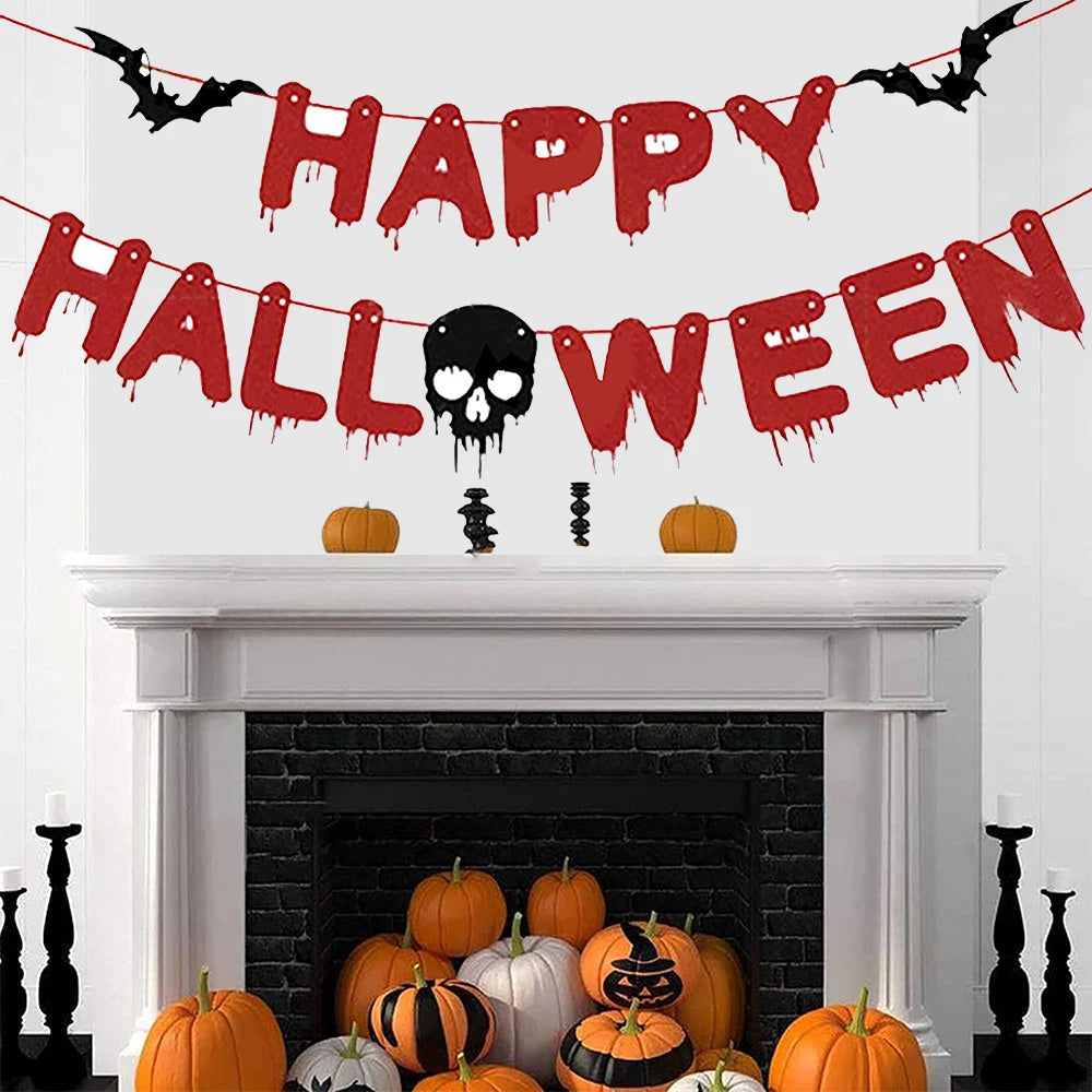 Girlanda Halloween z papieru – zakrwawione noże i dekoracje w stylu horroru