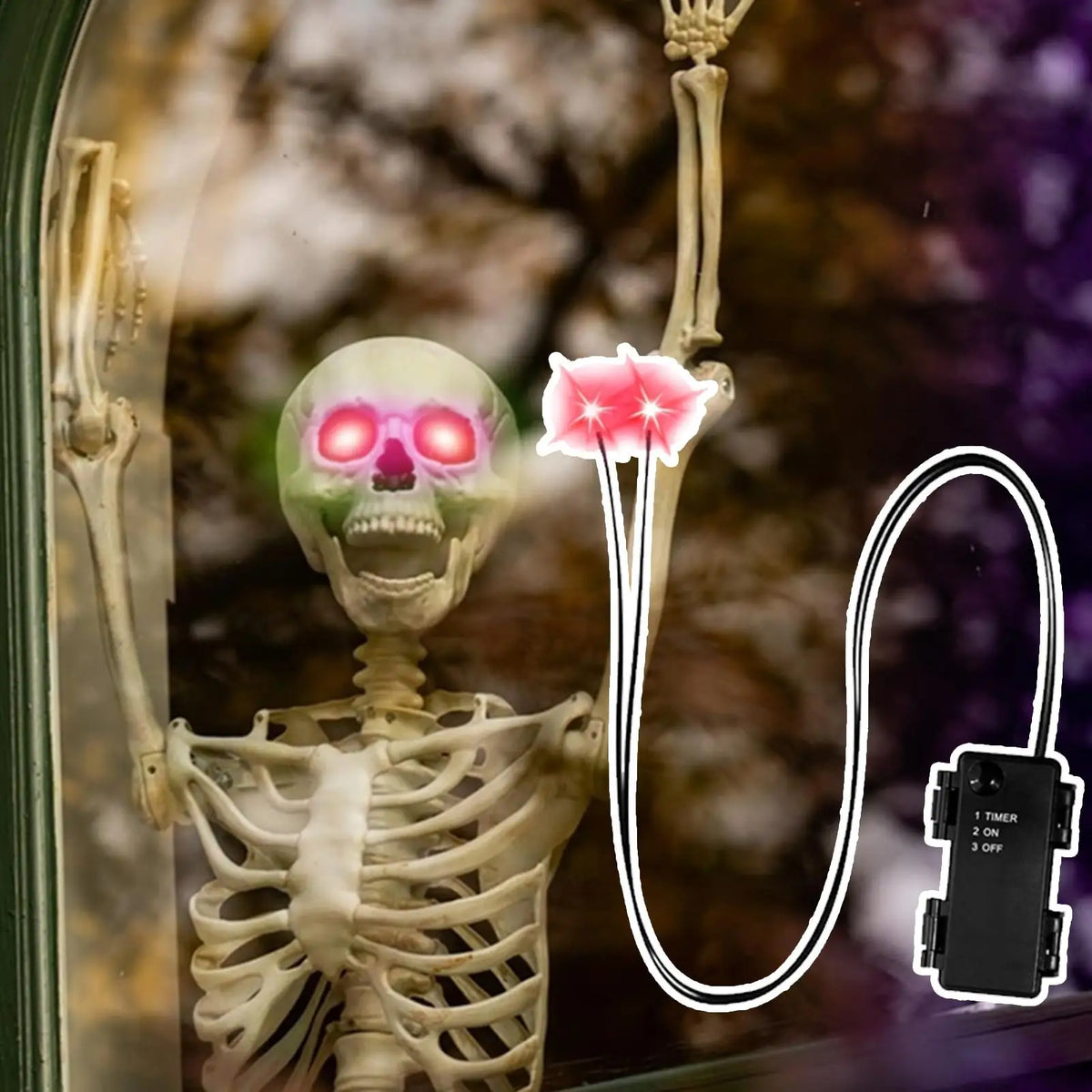 Świecące Oczy Halloween LED z Timerem – Dekoracja do Dyni, Czaszki, Nagrobka