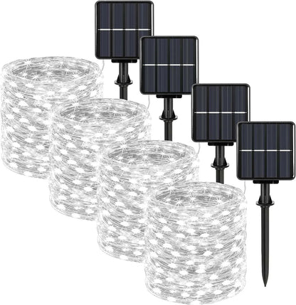 WPOSTAR – solarne lampki LED na druciku, 8 trybów