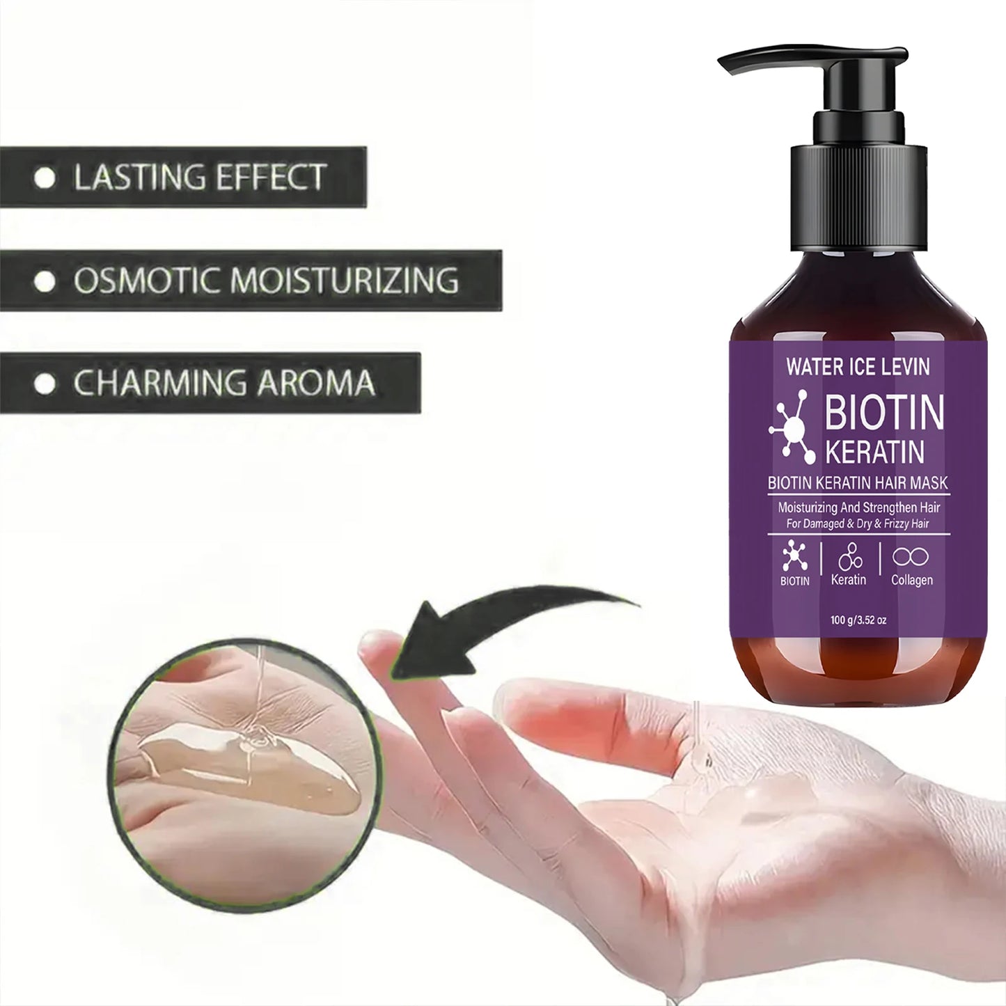 Maska keratynowa z biotyną i kolagenem – nawilżenie i wzmocnienie suchych włosów 100g