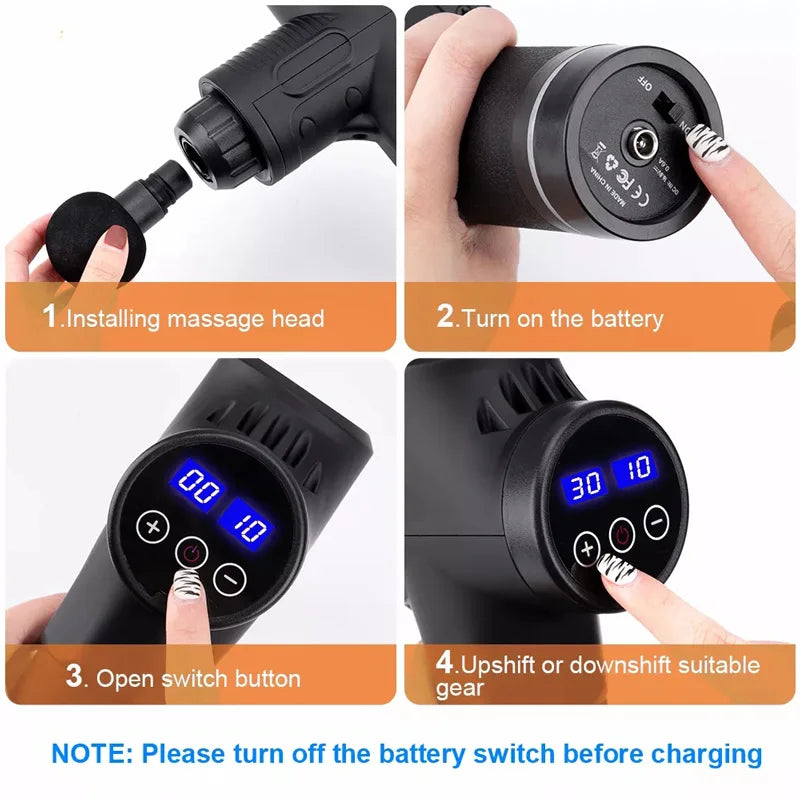 Masażer elektryczny, pistolet perkusyjny, relaksacja mięśni, ulga w bólu